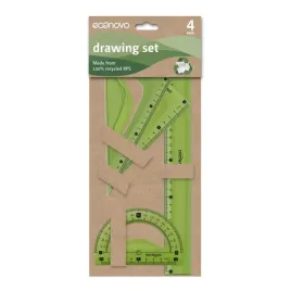 zestaw-geometryczny-econovo-z-linijka-30cm-z-recyklingu-4szt-zielony