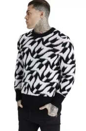 messi-czarno-bialy-sweter-meski-z-ozdobnym-wzorem-134-140-kyf