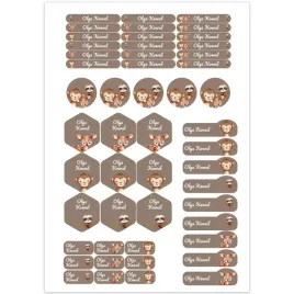 naklejki-imienne-wodoodporne-do-szkoly-50-sztuk-brazowe-zwierzaki
