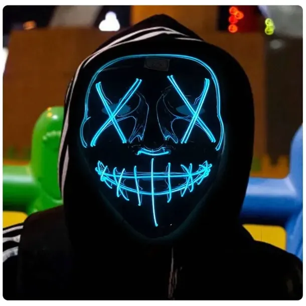 MASKA LED NEONOWA NA HALLOWEEN NIEBIESKA PURGE