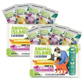 animal-island-everyday-mokra-karma-kota-cielecina-drob-mix-saszetki-8x85g