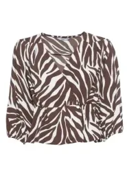 only-bluzka-damska-bialo-brazowa-zebra-dekolt-serek-s-kwo