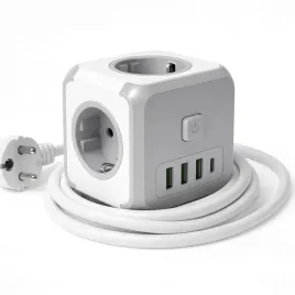rozgaleznik-usb-kostka-z-3-gniazdami-kablem-3m-wylacznikiem-i-4-portami-usb-w-kolorze-szarym