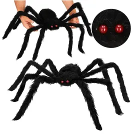 czarny-pajak-gigant-pajaczek-z-futerkiem-futerko-halloween-czerwone-oczy