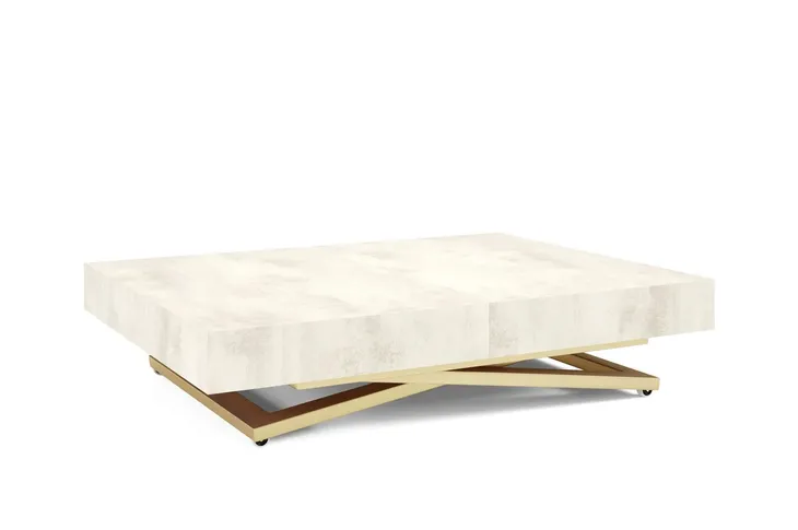 Ława SANNA 120/200x80 nogi złote X lub U rozkładana blat WHITE CHROMIX