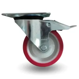 kolo-obrotowe-zestaw-jezdny-hamulec-100mm-200kg-bppu-1001-red-poliuretan