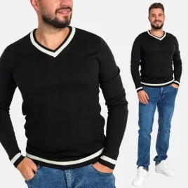 sweter-meski-dzianinowy-dekolt-v-kontrastowe-lamowki-modny-czarny-m