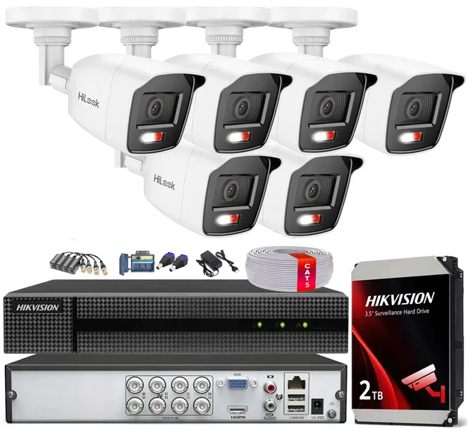ZESTAW MONITORINGU 6 KAMER 5MPx 3K HILOOK HIKVISION ZEWNĘTRZNY HDD 2TB