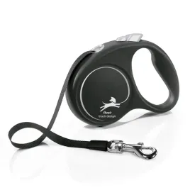 flexi-black-design-z-tasma-s-srebrna-smycz-automatyczna-dla-psa-5m-do-15kg