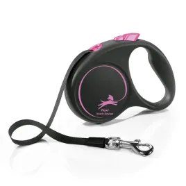 flexi-black-design-z-tasma-s-rozowa-smycz-automatyczna-dla-psa-5m-do-15kg