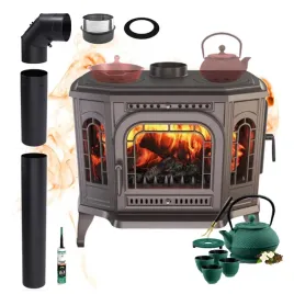 piec-wolnostojacy-zeliwny-koza-kawmet-p7-dodatkowe-drzwi-fajerki-i-czajnik