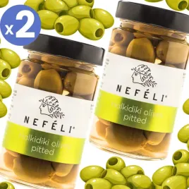 2x-greckie-oliwki-zielone-halkidiki-bez-pestek-bez-konserwantow-295g-nefeli