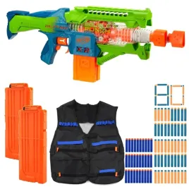 pistolet-nerf-elite-double-punch-zestaw-4-magazynki-80strzalek-kamizelka