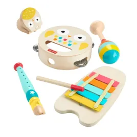 fisher-price-drewniane-instrumenty-flet-cymbalki-tamburyn-kastaniet-marakas