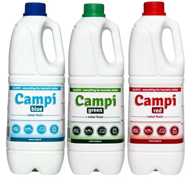 ZESTAW PŁYNÓW DO TOALET TURYSTYCZNYCH CAMPI BLUE RED GREEN 3x 2L