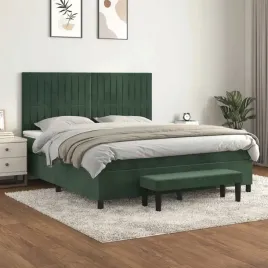 vidaxl-lozko-kontynentalne-z-materacem-ciemnozielone-160x200-cm