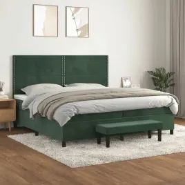 vidaxl-lozko-kontynentalne-z-materacem-zielone-aksamit-200x200-cm