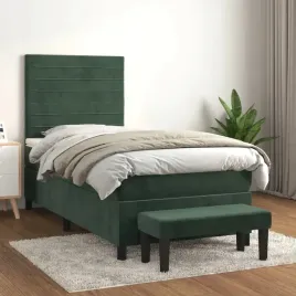 vidaxl-lozko-kontynentalne-z-materacem-zielone-aksamit-100x200-cm