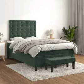 vidaxl-lozko-kontynentalne-z-materacem-ciemnozielone-120x200-cm