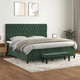 vidaxl-lozko-kontynentalne-z-materacem-zielone-aksamit-200x200-cm