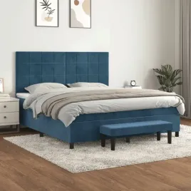 vidaxl-lozko-kontynentalne-z-materacem-ciemnoniebieskie-160x200-cm