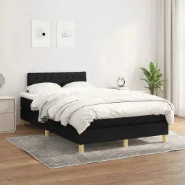 vidaxl-lozko-kontynentalne-z-materacem-czarne-tkanina-120x200-cm