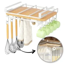 polka-uchwyt-podwieszany-do-szafki-organizer-kuchenny-z-haczykami-bialy