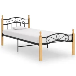 vidaxl-rama-lozka-czarny-metal-i-lite-drewno-debowe-90x200-cm