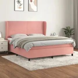 vidaxl-lozko-kontynentalne-z-materacem-rozowe-160x200-cm-aksamit