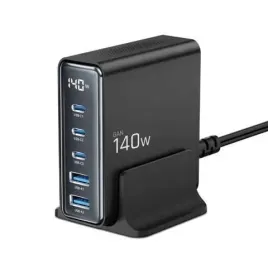 stacja-ladujaca-techprotect-dc140wgan-5-portowa-do-urzadzen-usb-czarna