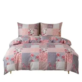 komplet-poscieli-dwuosobowej-140x200-2-70x80-posciel-krata-kwiaty-roz