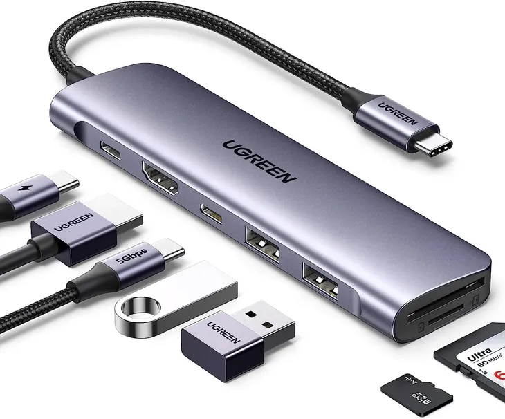 adapter-ugreen-cm195-hub-usb-c-do-hdmi-2xusb-a-3-0-sd-tf-pd-waga-z-opakowaniem-0-1-kg-interfejs-usb-3-0-usb-typ-c