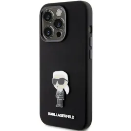 etui-karl-lagerfeld-do-iphone-15-pro-czarne-black-silicone-ikonik-metal-pin