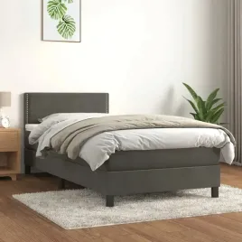 vidaxl-lozko-kontynentalne-z-materacem-ciemnoszary-aksamit-90x200-cm