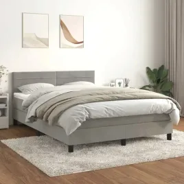 vidaxl-lozko-kontynentalne-z-materacem-jasnoszare-aksamit-140x190cm