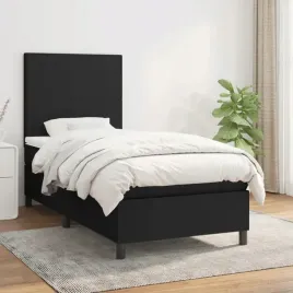 vidaxl-lozko-kontynentalne-z-materacem-czarne-tkanina-90x200-cm