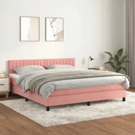 vidaxl-lozko-kontynentalne-z-materacem-rozowe-160x200-cm-aksamit