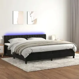 vidaxl-lozko-kontynentalne-z-materacem-i-led-czarny-aksamit-200x200cm