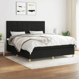 vidaxl-lozko-kontynentalne-z-materacem-czarne-tkanina-160x200-cm