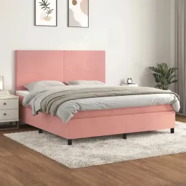 vidaxl-lozko-kontynentalne-z-materacem-rozowe-160x200-cm-aksamit