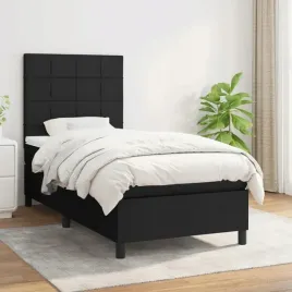 vidaxl-lozko-kontynentalne-z-materacem-czarne-tkanina-100x200-cm