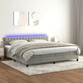 vidaxl-lozko-kontynentalne-z-materacem-i-led-szare-200x200cm-aksamit
