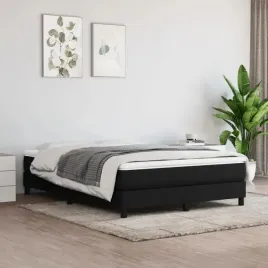 vidaxl-lozko-kontynentalne-z-materacem-czarne-tkanina-160x200-cm