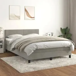 vidaxl-lozko-kontynentalne-z-materacem-jasnoszare-aksamit-140x190cm