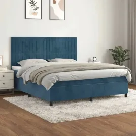 vidaxl-lozko-kontynentalne-z-materacem-ciemnoniebieskie-160x200-cm