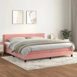 vidaxl-lozko-kontynentalne-z-materacem-rozowe-aksamit-200x200-cm