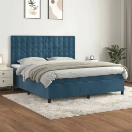 vidaxl-lozko-kontynentalne-z-materacem-ciemnoniebieskie-160x200-cm