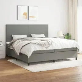 vidaxl-lozko-kontynentalne-z-materacem-ciemnoszara-tkanina-200x200-cm