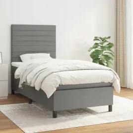 vidaxl-lozko-kontynentalne-z-materacem-ciemnoszara-tkanina-90x190-cm
