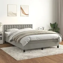 vidaxl-lozko-kontynentalne-z-materacem-jasnoszare-140x190cm-aksamit